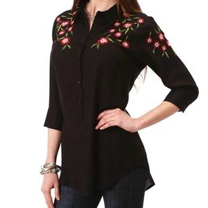 Roper Embroidered 3/4 Sleeve Tunic Top Women’s Size XL Boho Western Lightweight